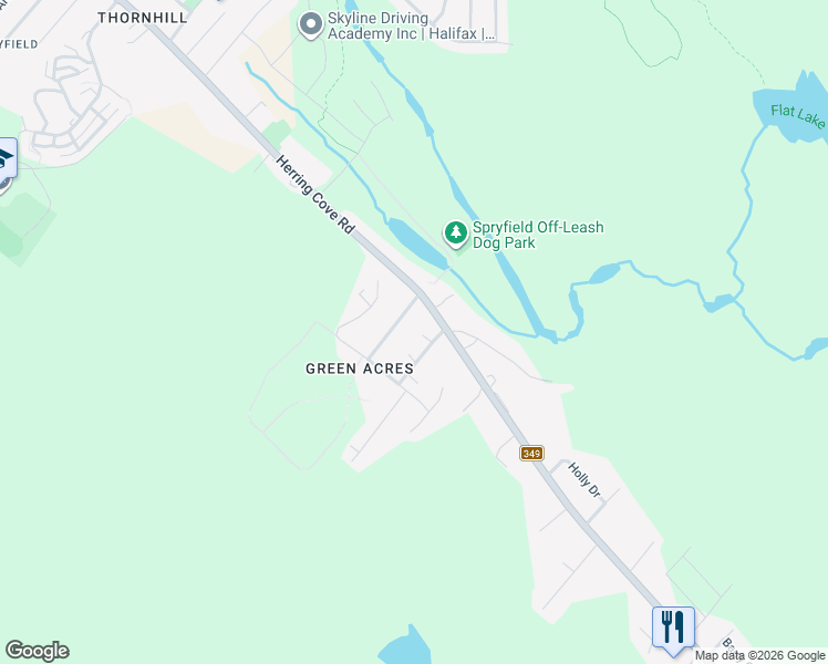 map of restaurants, bars, coffee shops, grocery stores, and more near 12 Frances Court in Halifax