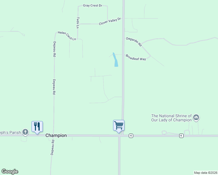 map of restaurants, bars, coffee shops, grocery stores, and more near 4122 Granite Way in New Franken
