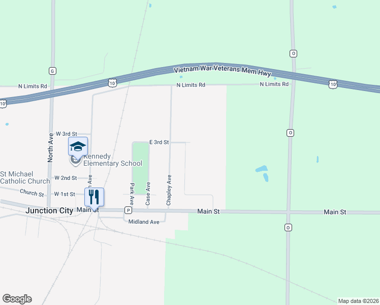 map of restaurants, bars, coffee shops, grocery stores, and more near 201 Chapley Avenue in Junction City