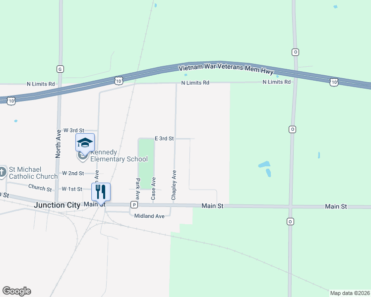 map of restaurants, bars, coffee shops, grocery stores, and more near 201 Chapley Avenue in Junction City