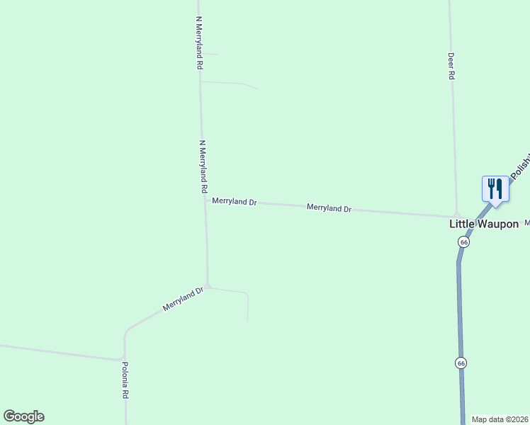 map of restaurants, bars, coffee shops, grocery stores, and more near 7591 Merryland Drive in Rosholt