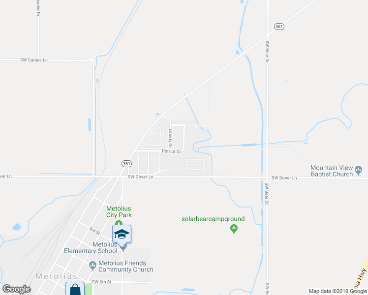 map of restaurants, bars, coffee shops, grocery stores, and more near 628 Patriot Drive in Metolius