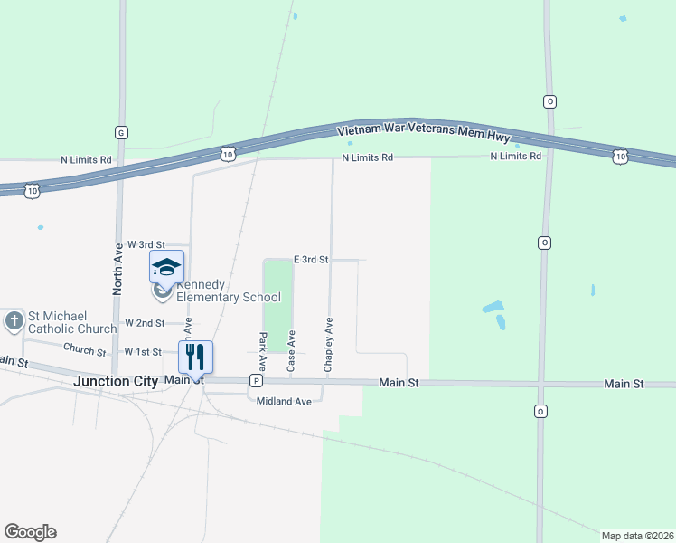 map of restaurants, bars, coffee shops, grocery stores, and more near 201 Chapley Avenue in Junction City