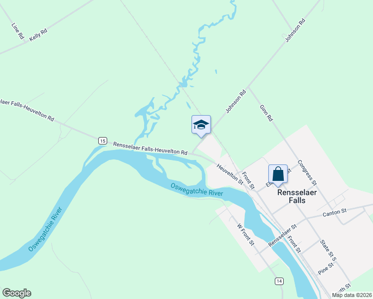 map of restaurants, bars, coffee shops, grocery stores, and more near 856-1298 Rensselaer Falls-Heuvelton Road in Rensselaer Falls