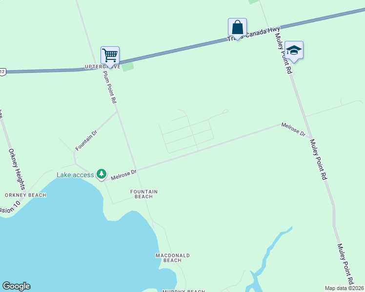 map of restaurants, bars, coffee shops, grocery stores, and more near 10 Sinclair Crescent in Ramara
