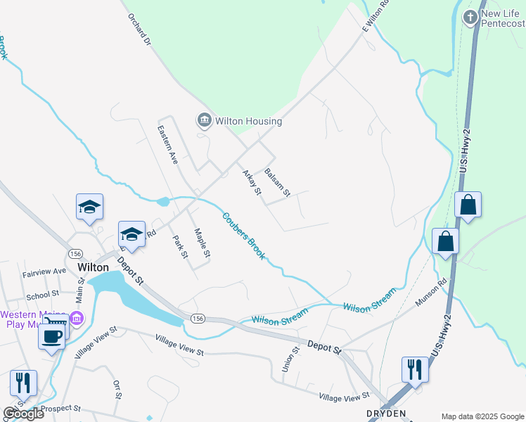 map of restaurants, bars, coffee shops, grocery stores, and more near 23 Arkay Street in Wilton