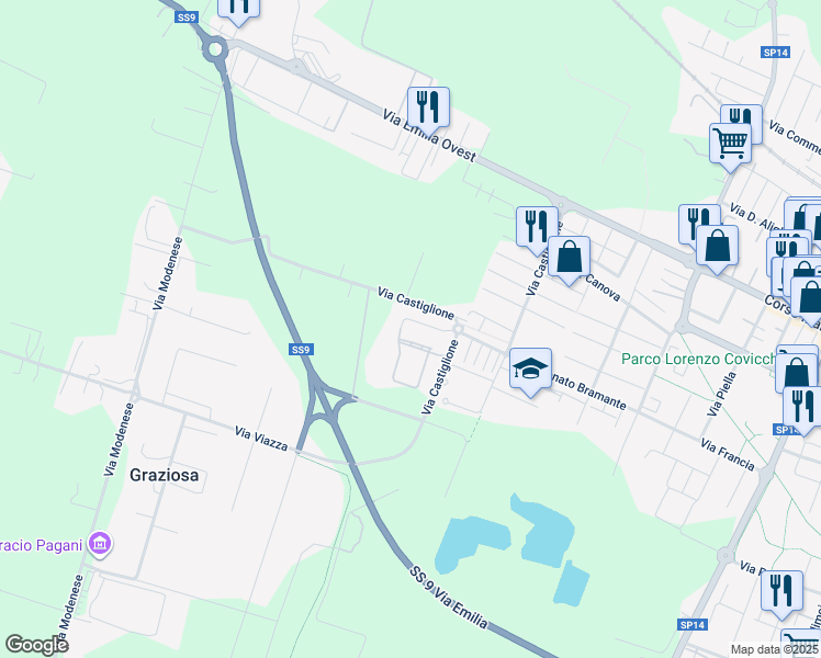 map of restaurants, bars, coffee shops, grocery stores, and more near 7 Via Beato Angelico in Castelfranco Emilia