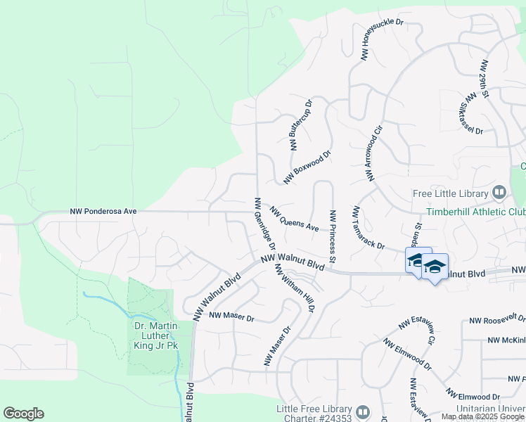 map of restaurants, bars, coffee shops, grocery stores, and more near 4695 Northwest Queens Avenue in Corvallis