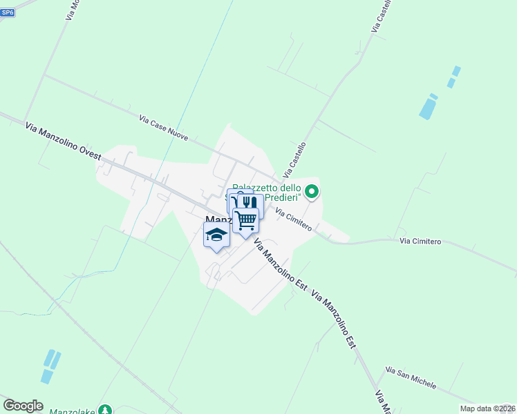 map of restaurants, bars, coffee shops, grocery stores, and more near 153 Via G. d'Annunzio in Manzolino