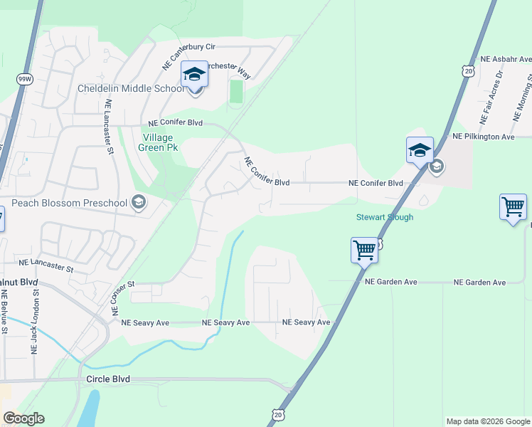 map of restaurants, bars, coffee shops, grocery stores, and more near 1640 Northeast Holly Oak Place in Corvallis