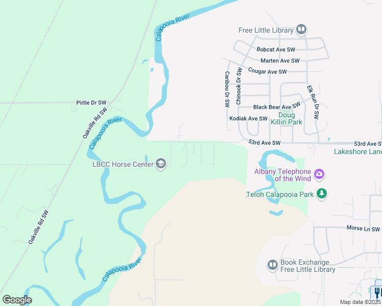map of restaurants, bars, coffee shops, grocery stores, and more near 2412 53rd Avenue Southwest in Albany
