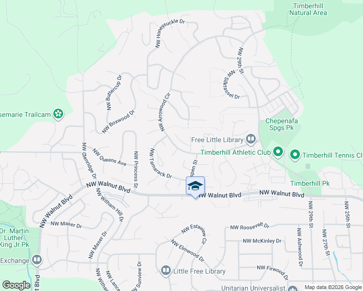 map of restaurants, bars, coffee shops, grocery stores, and more near 3024 Northwest Thistle Place in Corvallis