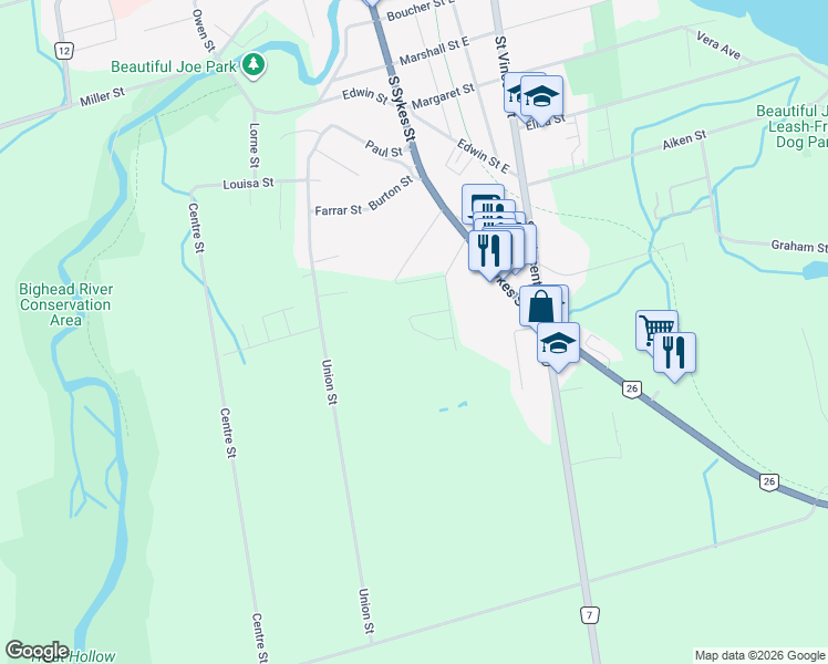 map of restaurants, bars, coffee shops, grocery stores, and more near 78 Gordon Court in Meaford