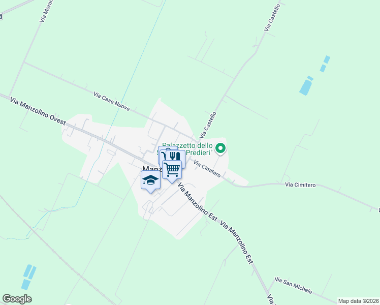 map of restaurants, bars, coffee shops, grocery stores, and more near 153 Via G. d'Annunzio in Manzolino