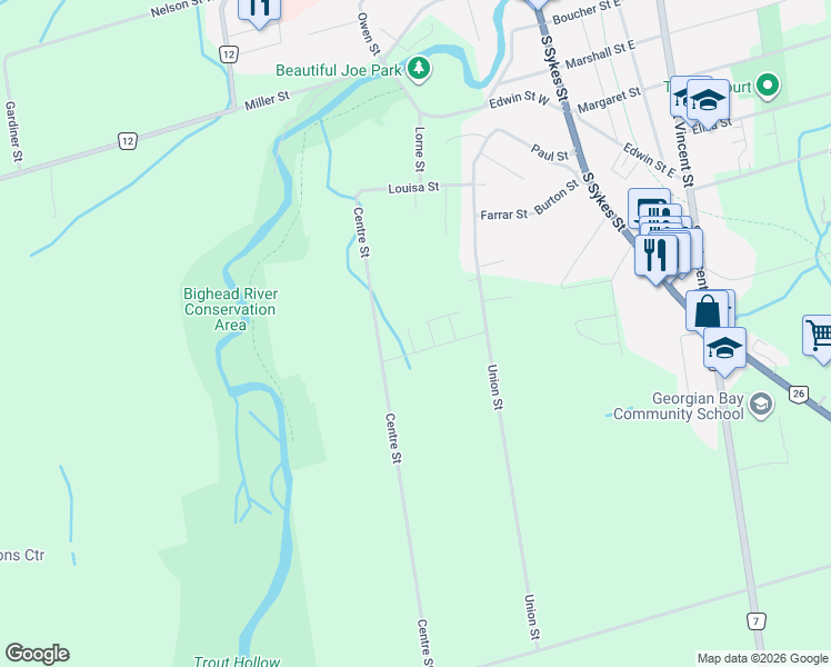 map of restaurants, bars, coffee shops, grocery stores, and more near 211 Macintosh Lane in Meaford