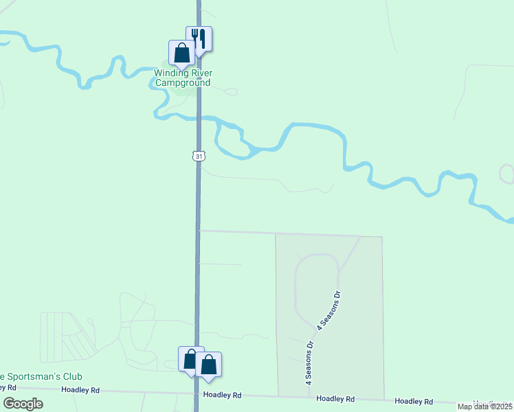 map of restaurants, bars, coffee shops, grocery stores, and more near Eagle's Drive in Benzonia