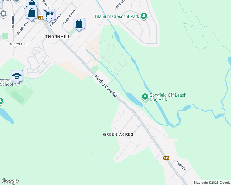 map of restaurants, bars, coffee shops, grocery stores, and more near 582B Herring Cove Road in Halifax