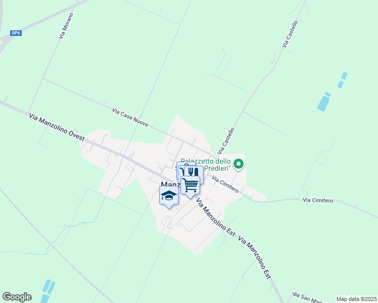 map of restaurants, bars, coffee shops, grocery stores, and more near 12 Via Case Nuove in Manzolino