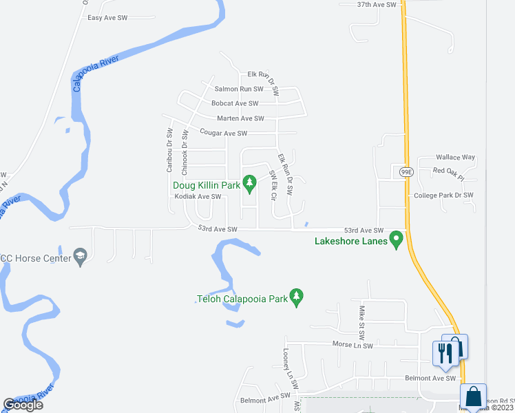 map of restaurants, bars, coffee shops, grocery stores, and more near Southwest Deer Run Avenue in Albany