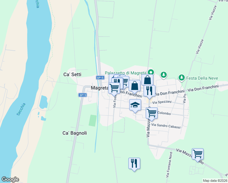 map of restaurants, bars, coffee shops, grocery stores, and more near 42 Via Don Franchini in Magreta