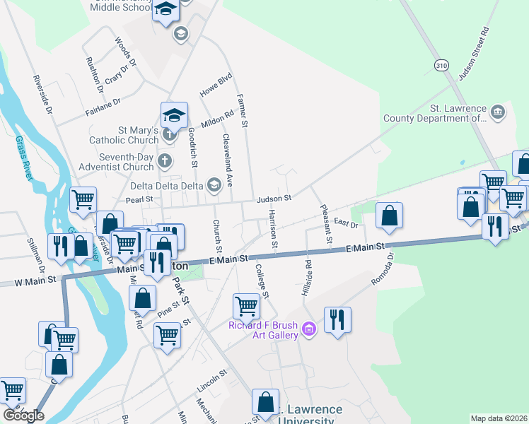 map of restaurants, bars, coffee shops, grocery stores, and more near 15 Harrison St in Canton