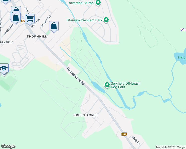 map of restaurants, bars, coffee shops, grocery stores, and more near 218 Honeygold Drive in Halifax