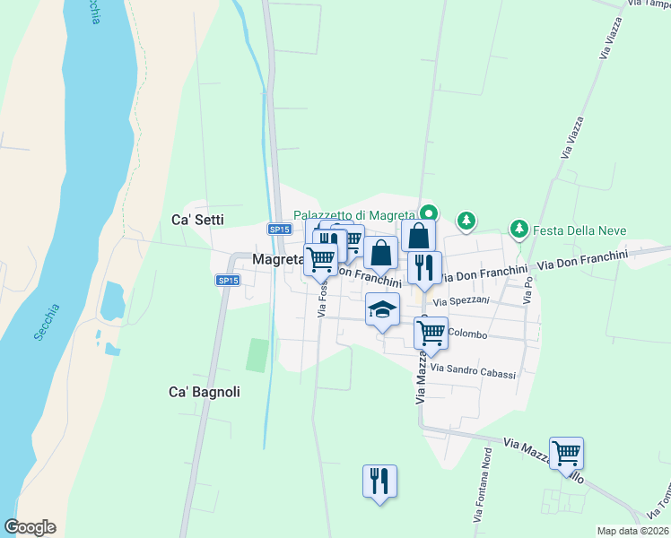 map of restaurants, bars, coffee shops, grocery stores, and more near 42 Via Don Franchini in Magreta