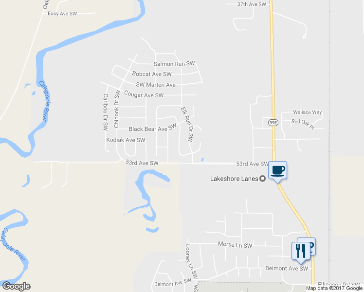 map of restaurants, bars, coffee shops, grocery stores, and more near 1641 Southwest Elk Circle in Albany