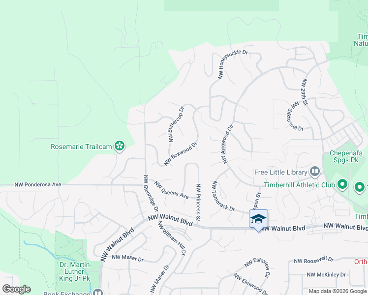 map of restaurants, bars, coffee shops, grocery stores, and more near 4215 Northwest Boxwood Drive in Corvallis