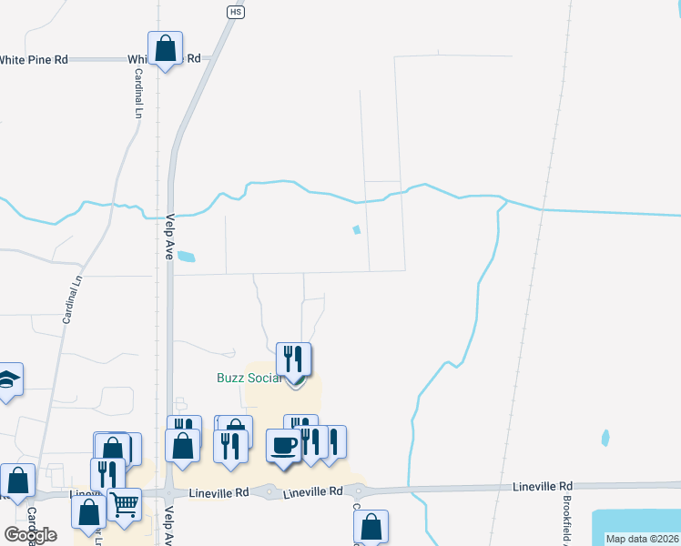 map of restaurants, bars, coffee shops, grocery stores, and more near 2249 Sunny Lane in Suamico