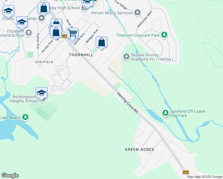 map of restaurants, bars, coffee shops, grocery stores, and more near 559 Nova Scotia 349 in Halifax