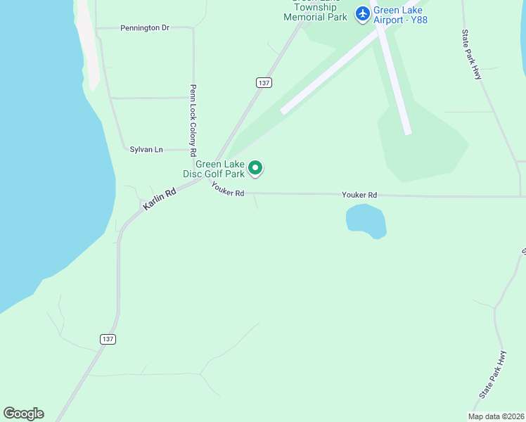 map of restaurants, bars, coffee shops, grocery stores, and more near 8589-9099 Youker Road in Interlochen
