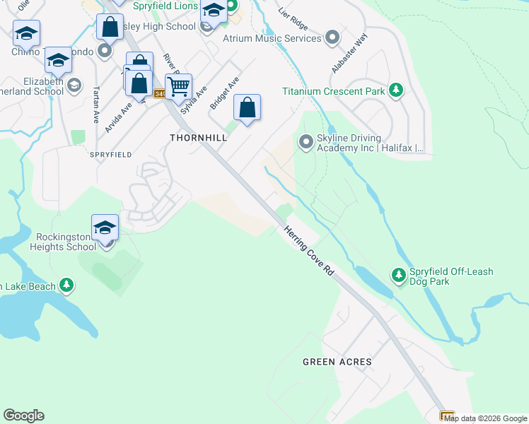 map of restaurants, bars, coffee shops, grocery stores, and more near 559 Nova Scotia 349 in Halifax
