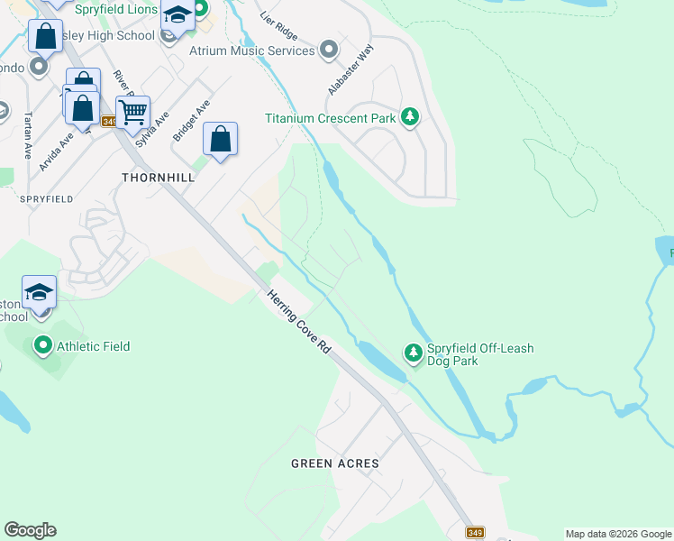 map of restaurants, bars, coffee shops, grocery stores, and more near 178 Honeygold Drive in Halifax