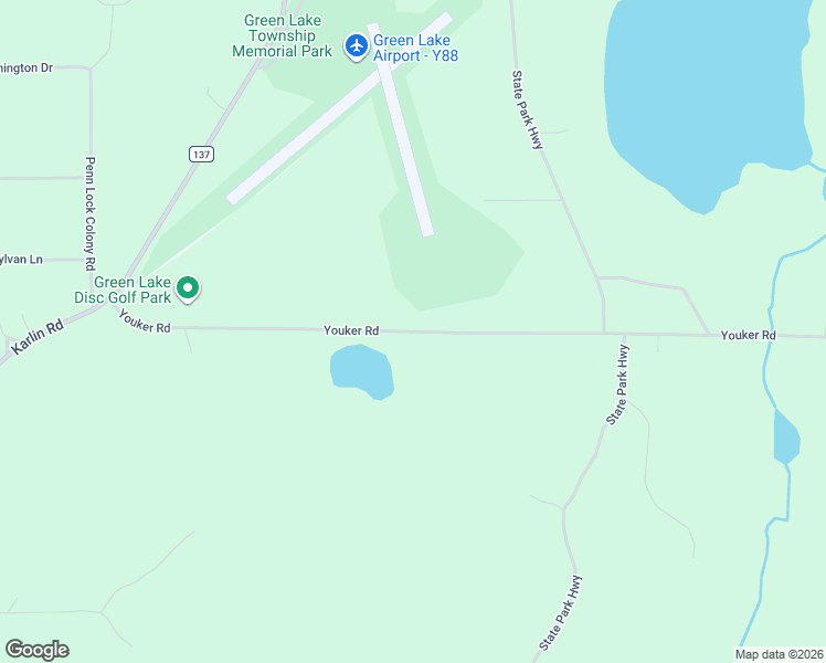 map of restaurants, bars, coffee shops, grocery stores, and more near 8589 Youker Road in Interlochen