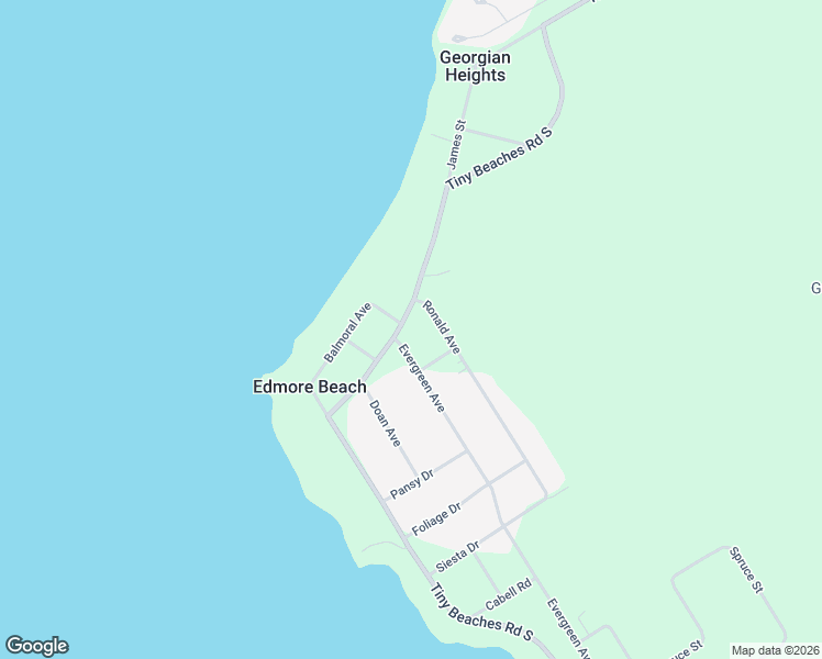 map of restaurants, bars, coffee shops, grocery stores, and more near 11 Evergreen Avenue in Simcoe County