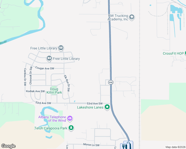 map of restaurants, bars, coffee shops, grocery stores, and more near 4714 Willetta Street Southwest in Albany