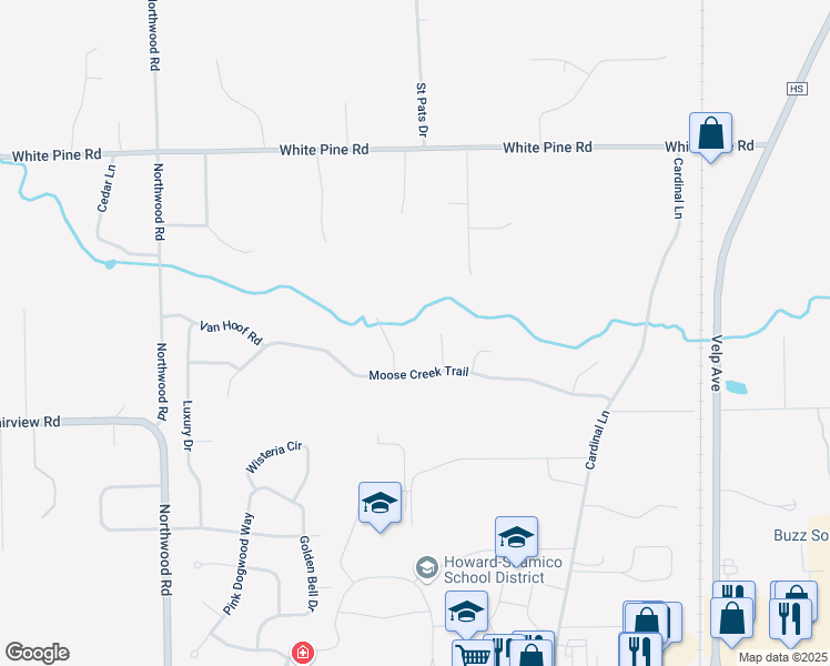 map of restaurants, bars, coffee shops, grocery stores, and more near 2153 Roberta Court in Green Bay