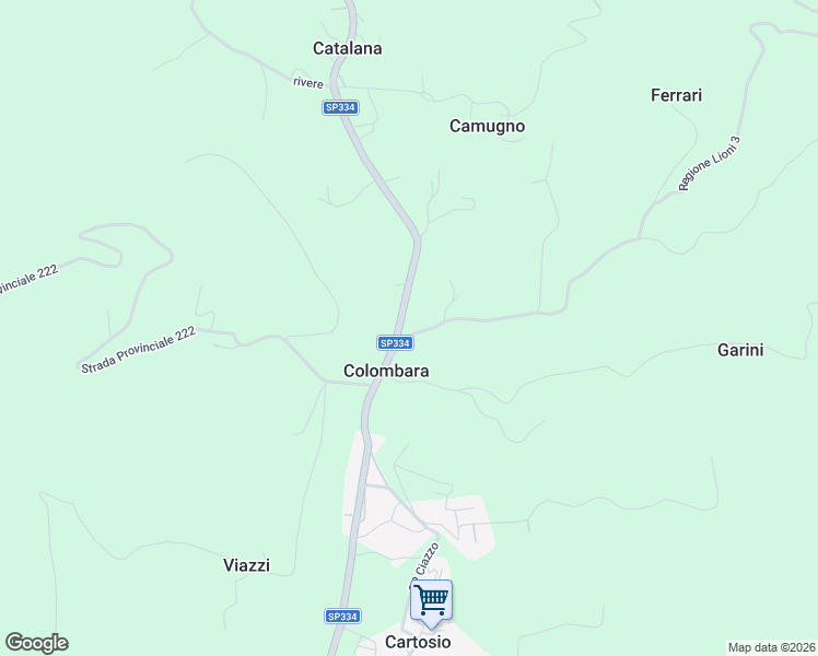 map of restaurants, bars, coffee shops, grocery stores, and more near SP334 in Colombara