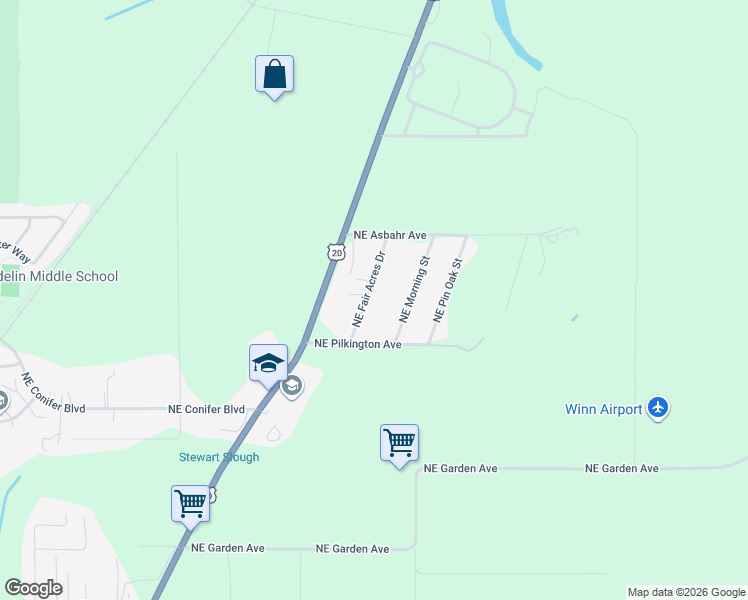 map of restaurants, bars, coffee shops, grocery stores, and more near 4061 Northeast Fair Acres Drive in Corvallis