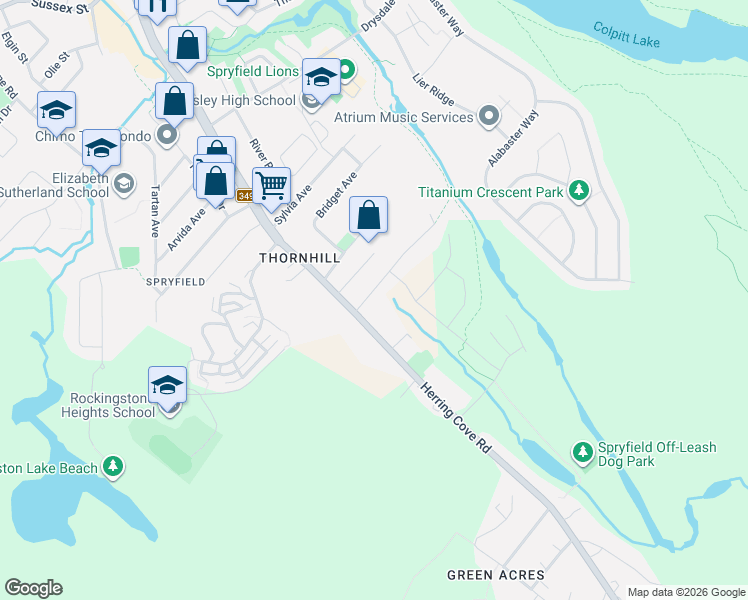 map of restaurants, bars, coffee shops, grocery stores, and more near 7 McIntosh Road in Halifax