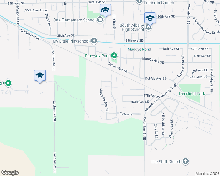 map of restaurants, bars, coffee shops, grocery stores, and more near 5050 Columbus Street Southeast in Albany