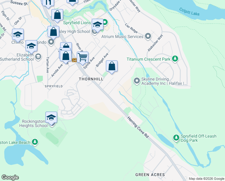 map of restaurants, bars, coffee shops, grocery stores, and more near 7 McIntosh Street in Halifax