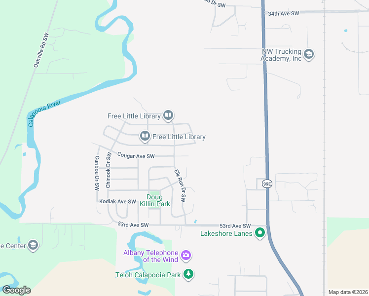 map of restaurants, bars, coffee shops, grocery stores, and more near 1578 Marten Avenue Southwest in Albany
