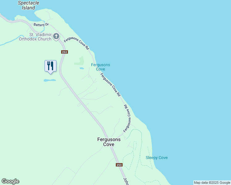 map of restaurants, bars, coffee shops, grocery stores, and more near 185 Fergusons Cove Road in Fergusons Cove