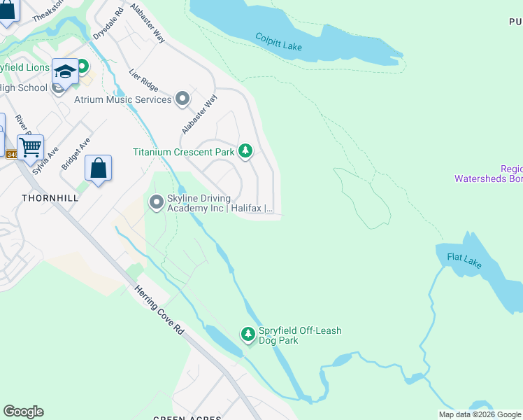 map of restaurants, bars, coffee shops, grocery stores, and more near 204 Titanium Crescent in Halifax