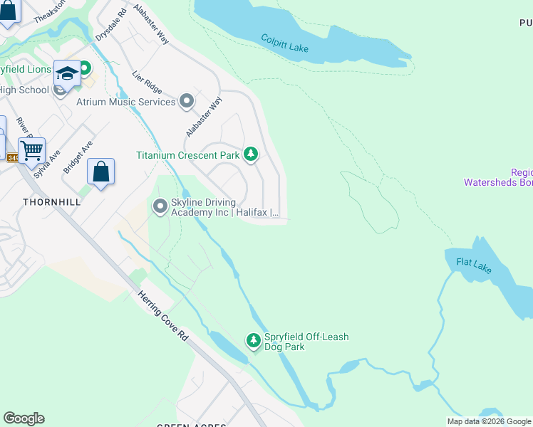 map of restaurants, bars, coffee shops, grocery stores, and more near 204 Titanium Crescent in Halifax