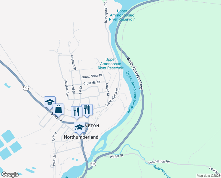 map of restaurants, bars, coffee shops, grocery stores, and more near 6 High Street in Northumberland