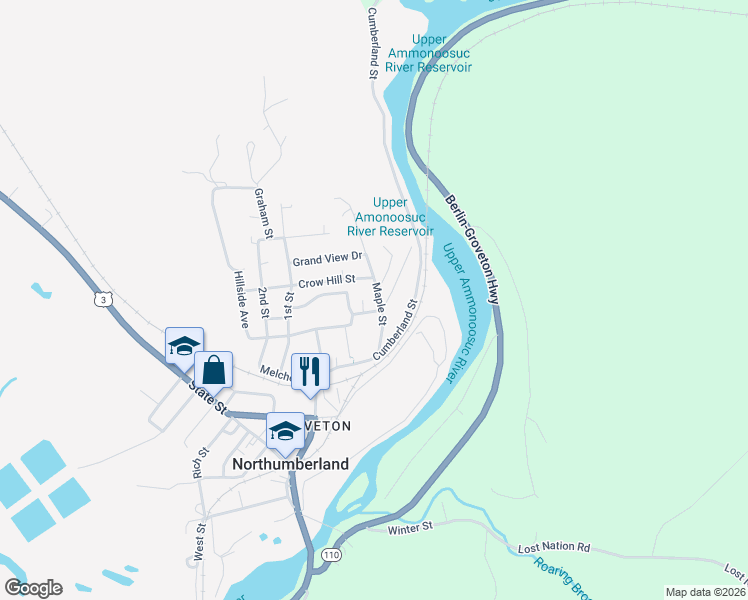 map of restaurants, bars, coffee shops, grocery stores, and more near 6 High Street in Northumberland