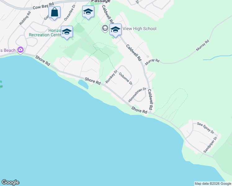 map of restaurants, bars, coffee shops, grocery stores, and more near 1996 Shore Road in Eastern Passage